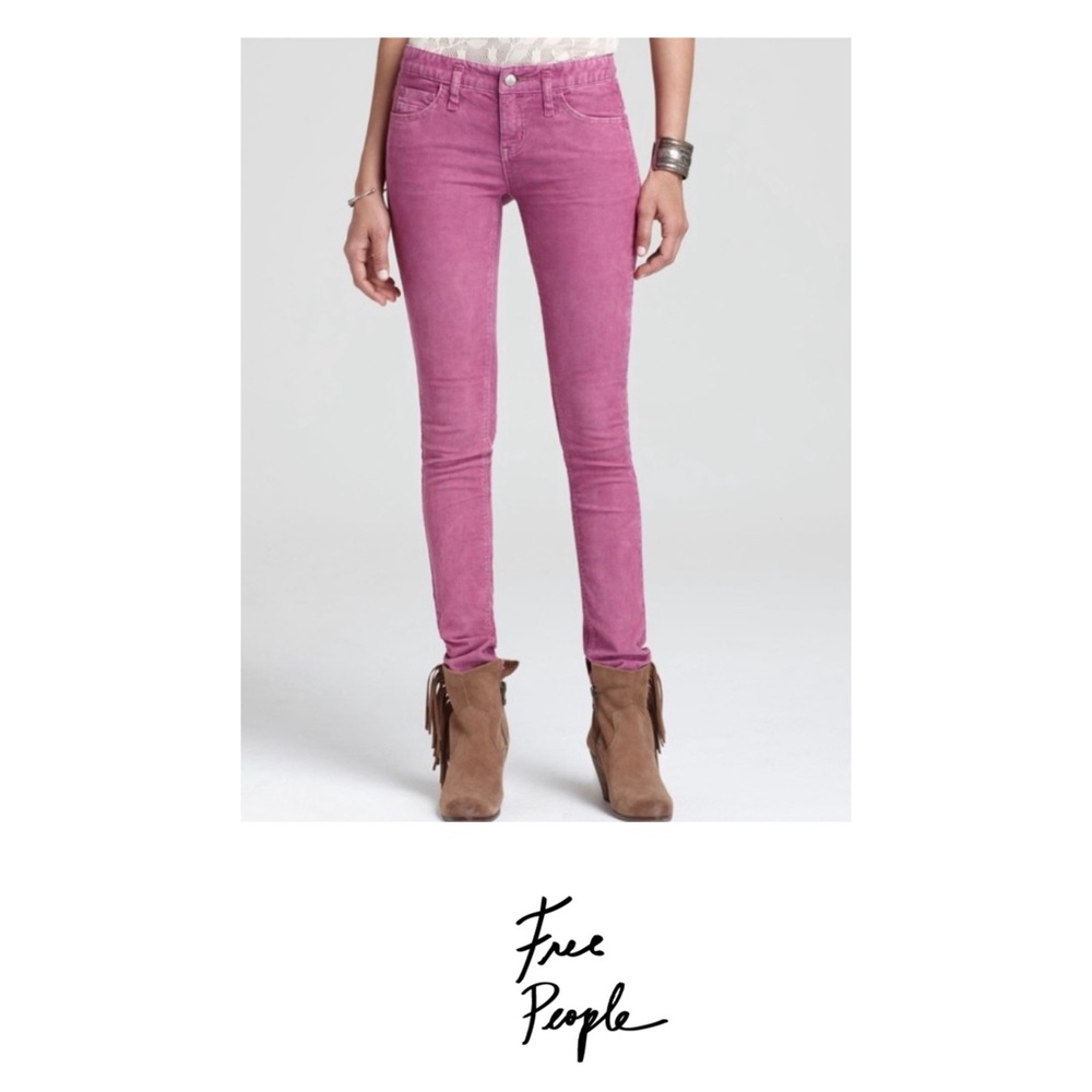 Free People Pink Skinny Corduroys